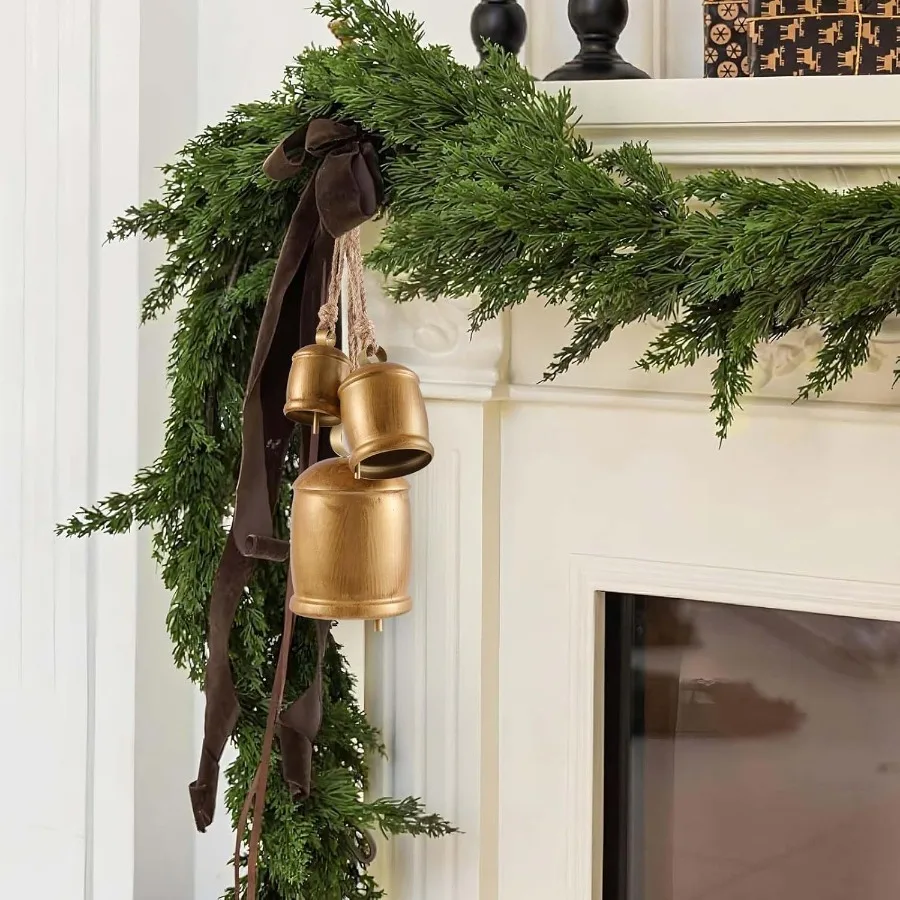 3 قطعة أجراس البقرة العملاقة خمر عيد الميلاد أجراس الزخرفية الشتاء كبير ريفي معلقة جرس الحلي لطاولة رف المركزية #4