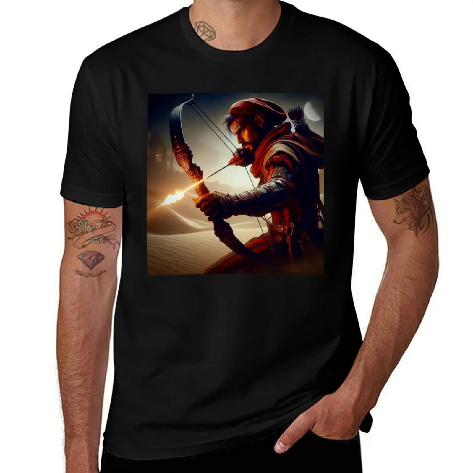 

Flaming Archer of the Dunes T-Shirt blue lock summer shirt boys animal print custom t-shirts luxury clothes men