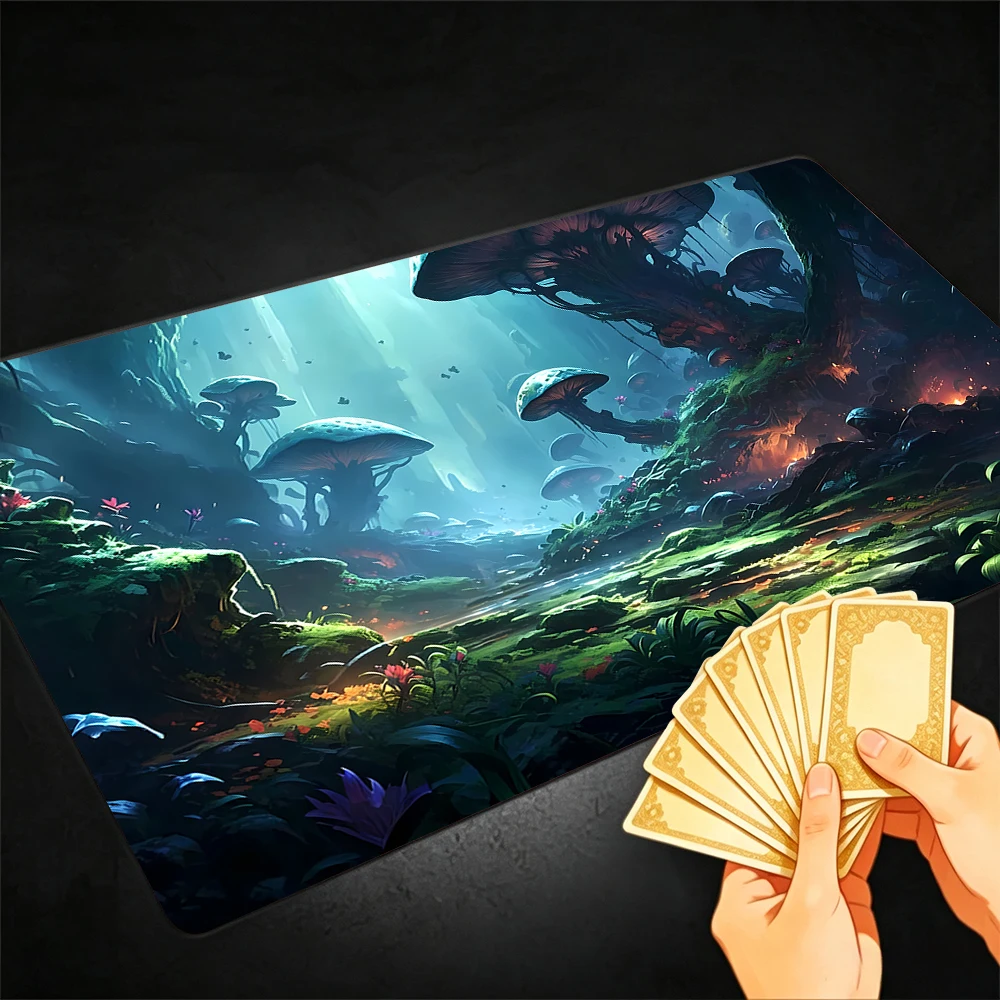 Giant Mushroom Secret Realm TCG Playmat Magic Playmat Gathering Gaming Mat with Stitched Edge Anti-slip base Trading Card Game