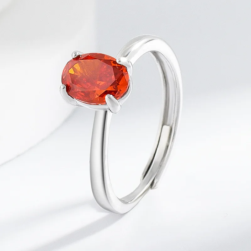 925 Sterling Silber Funkelnder Eisblumenschliff 6 * 8 mm Taubenei Zirkon Ring Damenmode Einfacher klassischer Ehering – Detail 3