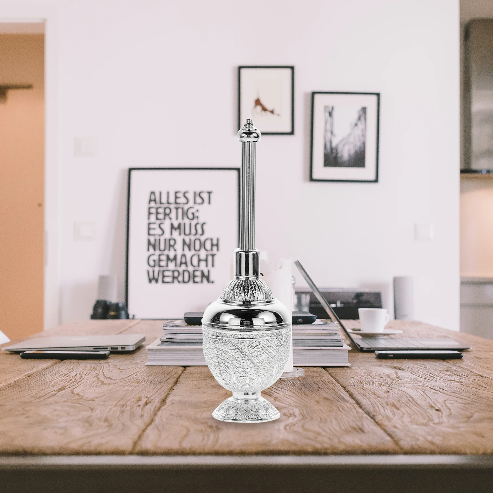 

Electroplated Holy Water Bottle Decorative Empty Container European Style Delicate Pattern Desktop Decor Catholic Use