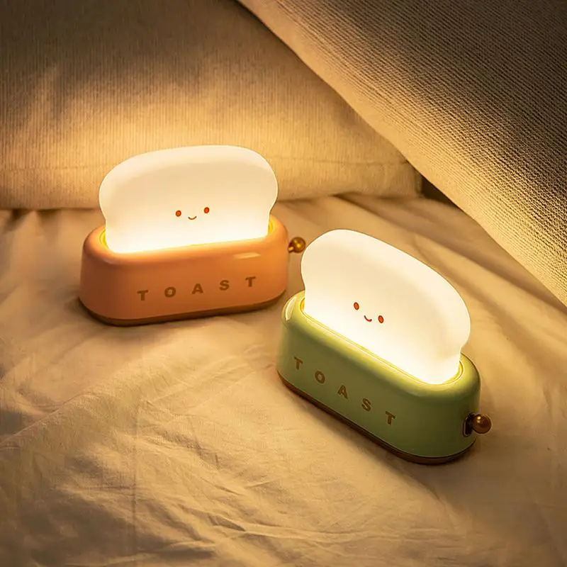 Cute Night Light Toast Lamp Dimmable LED Toaster Night Lamp Rechargeable Rechargeable And Timer Setting Nursery Night Light