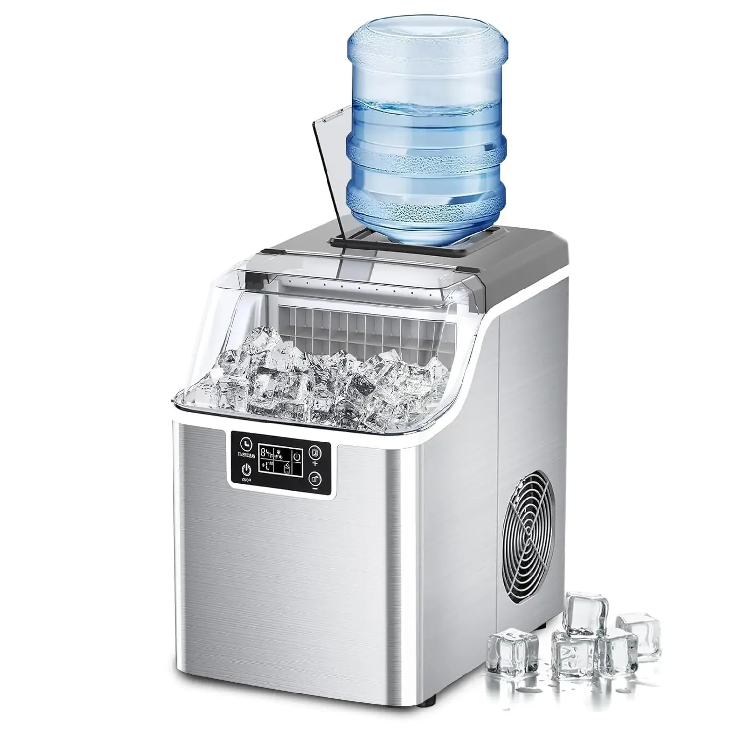 Ice Makers Countertop, 45Lbs,2-Way Add Water,Self Cleaning Ice Maker, Ice Maker Machine,Ice Size Control,24H Timer,