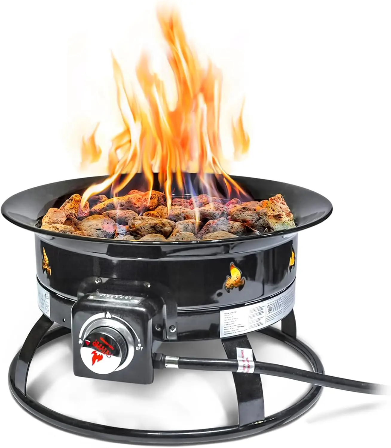 Camping, Patio, Backyard, Tailgating, Deck, RV Use, Black, Portable Propane Fire Pit, 58,000 BTU, Smokeless