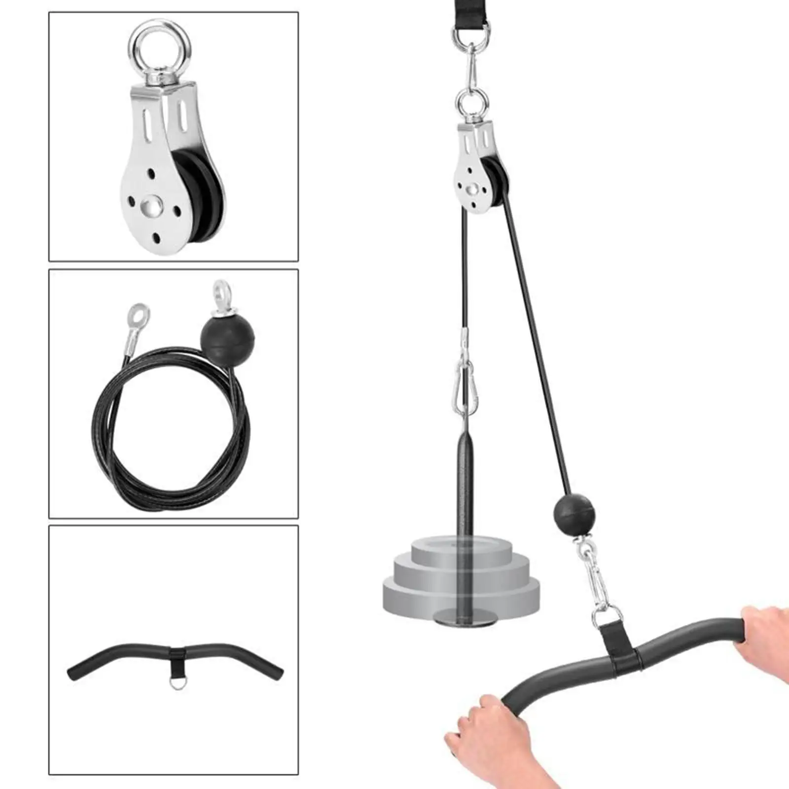 Fitness Lift Pulley Cable Pulley System Home Gym Exercise Equipment with Loading Pin for Arm Workouts Forearm Tricep Bicep Curl