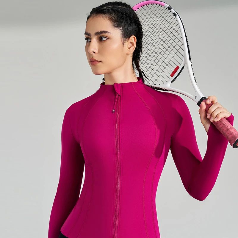 

Zippered Fitness Yoga Suit for Women Stand Up Collar Long Sleeved Jacket Tight Running Slim Top Versatile Sports Top Outerwear