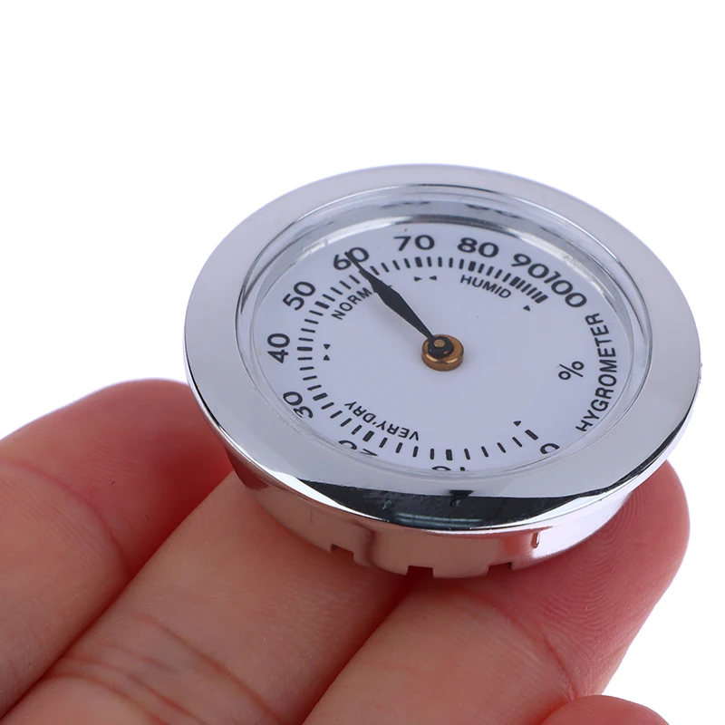 Cigar Box Juggling Moisture-proof Box Direct Pin Embedded 37mm Pointer Mini Gold Silver Thermometer Hygrometer Household