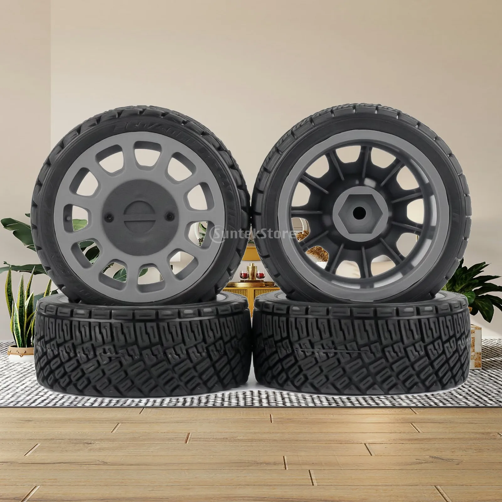 RC Car Racing Tire 1/10 Scale Rubber Wheel for RC Crawler Truck Buggy Off Road Hobby Grip Traction