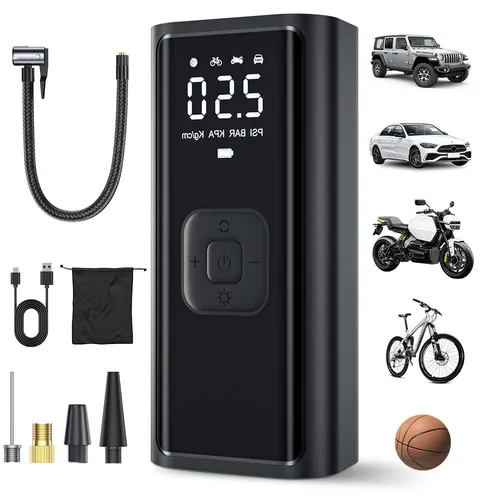 Bomba de compresor inflador de coche con lámpara LED para coche, motocicleta, bicicleta, bolas de neumáticos, bomba de aire para coche eléctrico inalámbrico