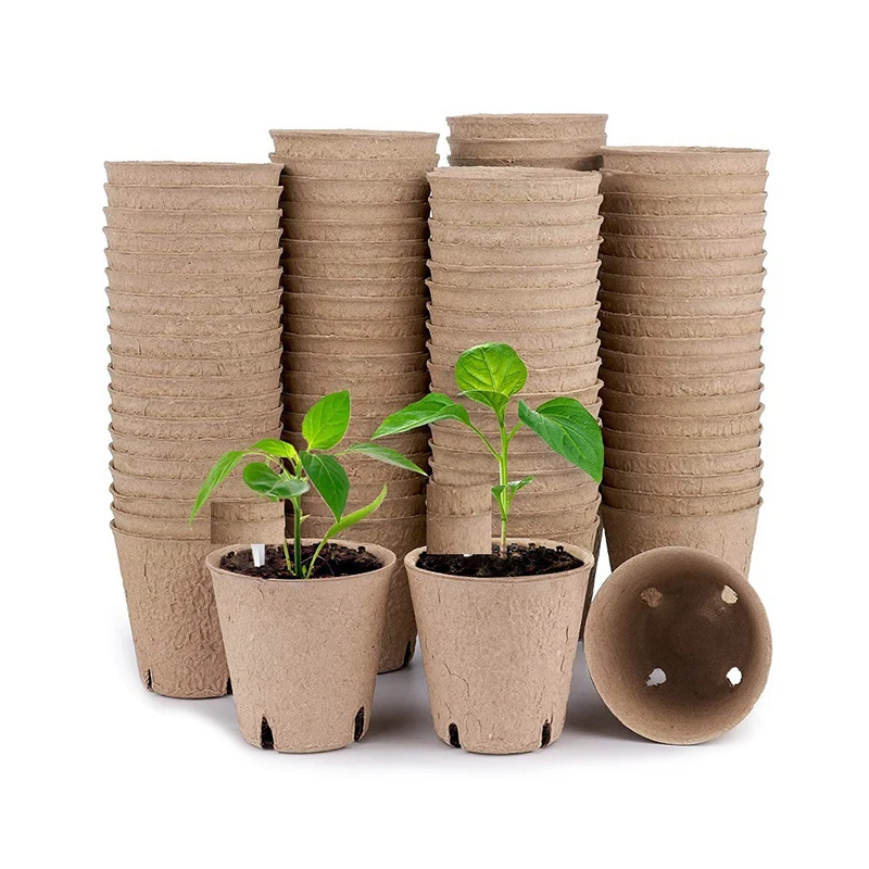 20/50Pcs 6/8CM Paper Nursery Pots With 20 Plant Label Round Biodegradable Seedlings Flower Pot Garden Cultivation Cup