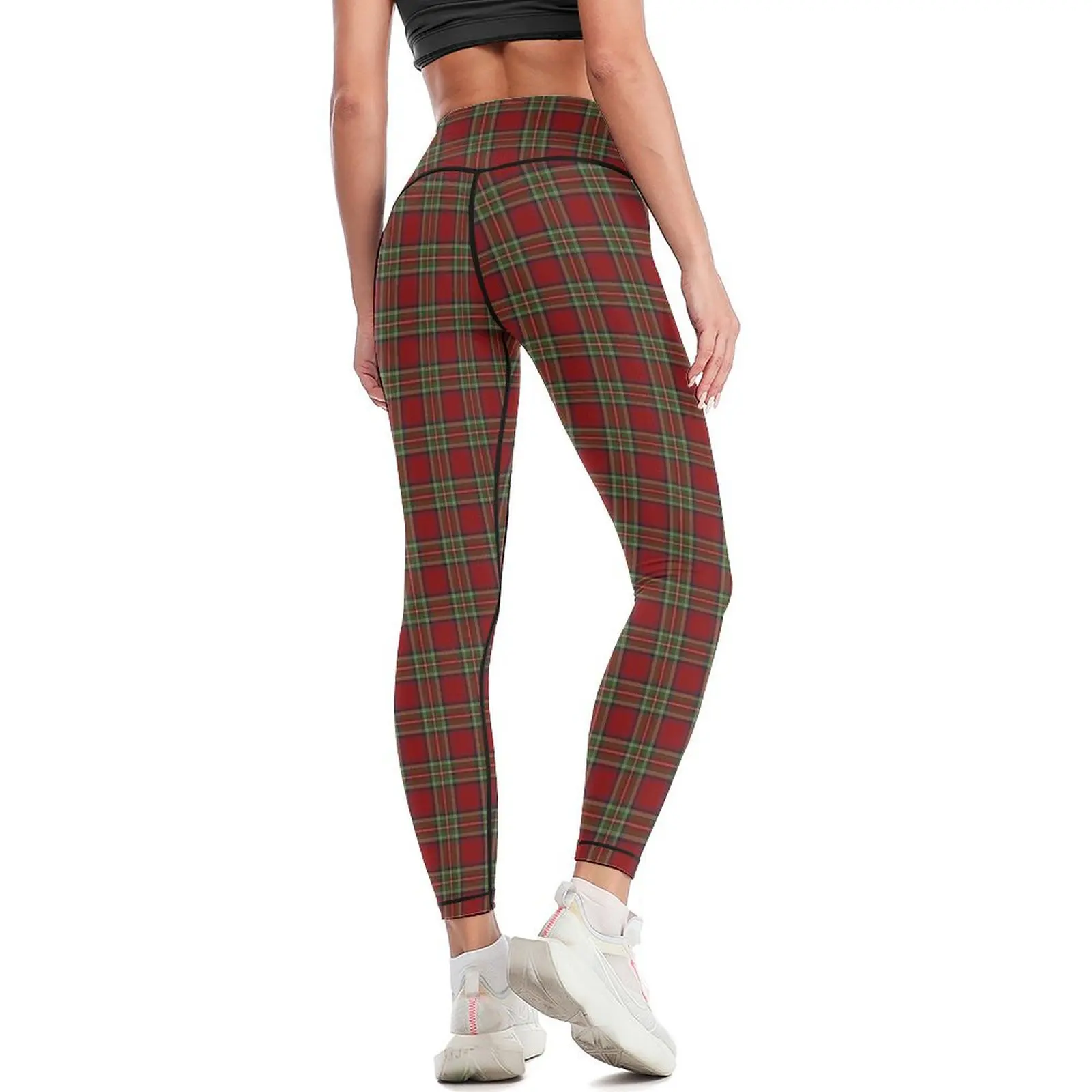 Pattern Red Tartan / Christmas Scottish Leggings trousers Leginsy push up Sportswear woman gym sports tennis for Womens Leggings