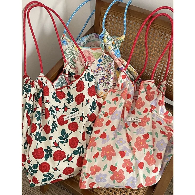 

Shoulder Bags 2023 Floral Canvas Bag Large Capacity purses and handbags casual new fashionable sweet crossbody bags for women