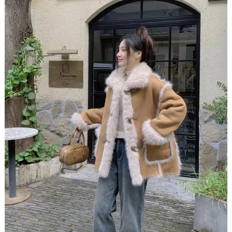 Fashionable Outcoat Faux Fur One-piece Faux Fox Coat Loose Fluffy and Thickened Fur Coat Warm Jacket Off-season Treatment Coat