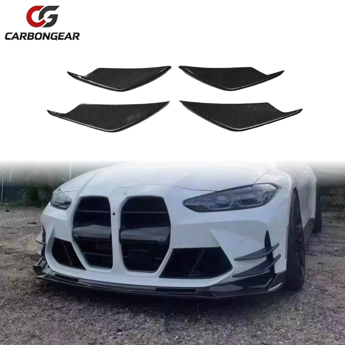 For BMW M3 G80 M4 G82 G83 Carbon Fiber Car Front Bumper Wind knife Splitter Spoiler Canard Air Knife Trim AC Style Body kit