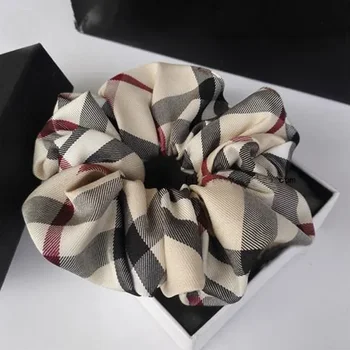 Moda kobieta zestaw Scrunchie elastyczna opaska do włosów Vintage opaska w kratę opaska do kucyka dziewczyna akcesoria do włosów opaska do włosów nakrycia głowy