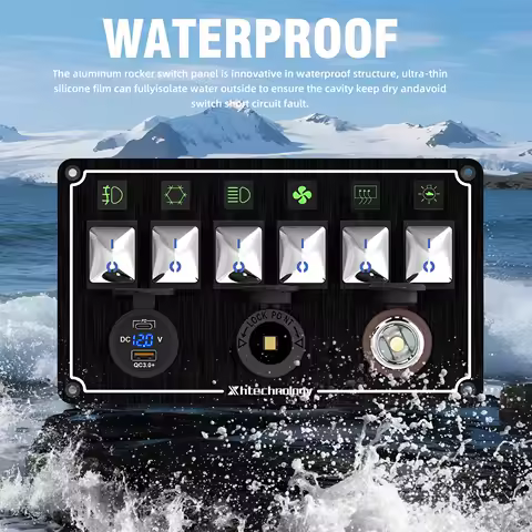 Metal New Metal Universal LED Switch Panel Light On-Off Control Relays System for SUV UTV Caravan Rocker Switch Panel Waterproof