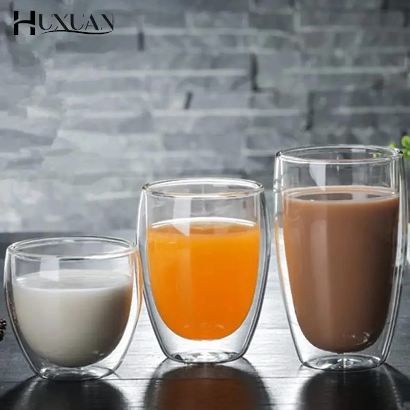 Simplicity Heat-resistant Double Wall Shot Wine Beer Glass Espresso Coffee Cup Tea Set Cup 80-450ml Teacup Glasses Creative