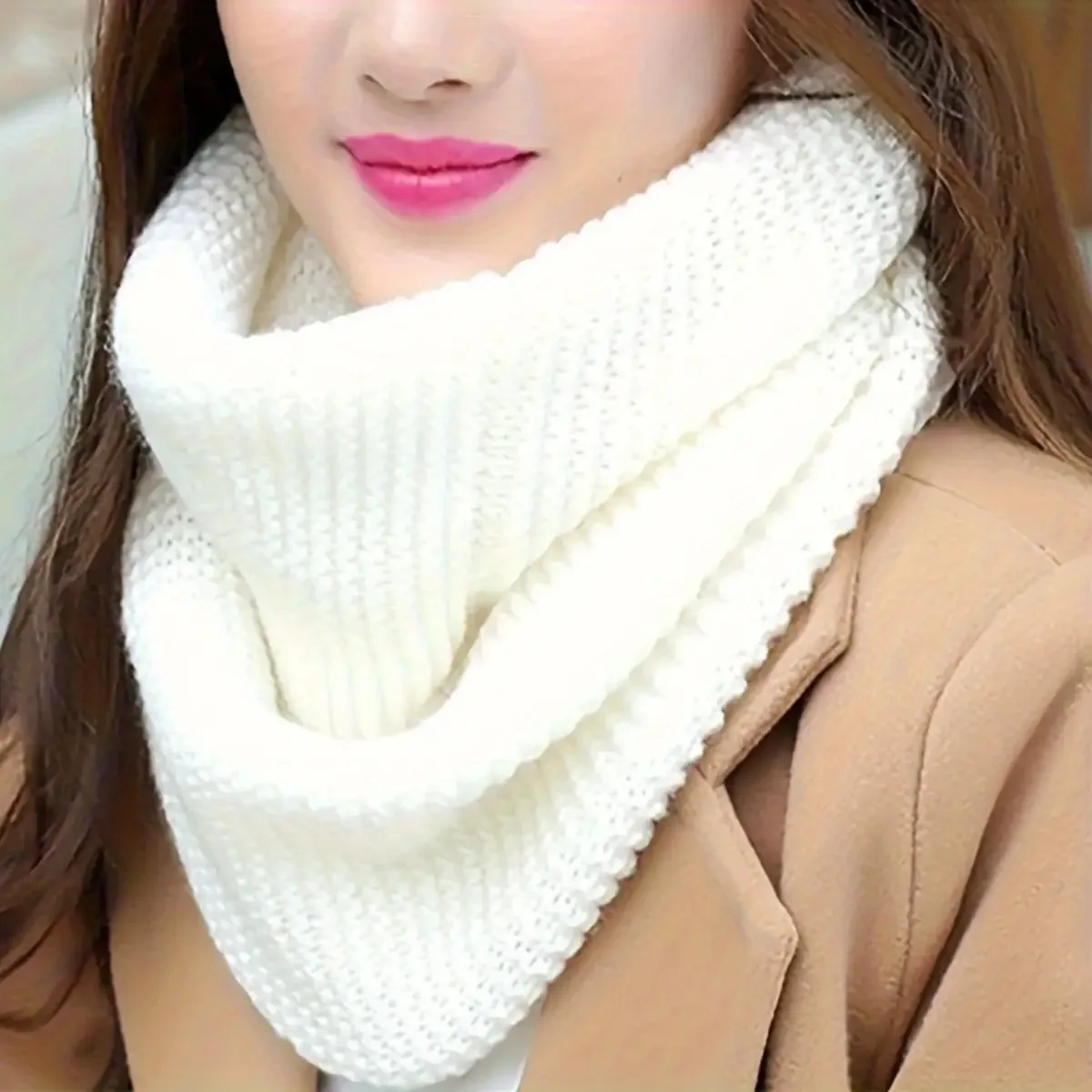 Elegant Thick Winter Scarf for Women - Windproof, Breathable, Infinite Loop Neck Warmer with Soft Style Texture.Machine washable