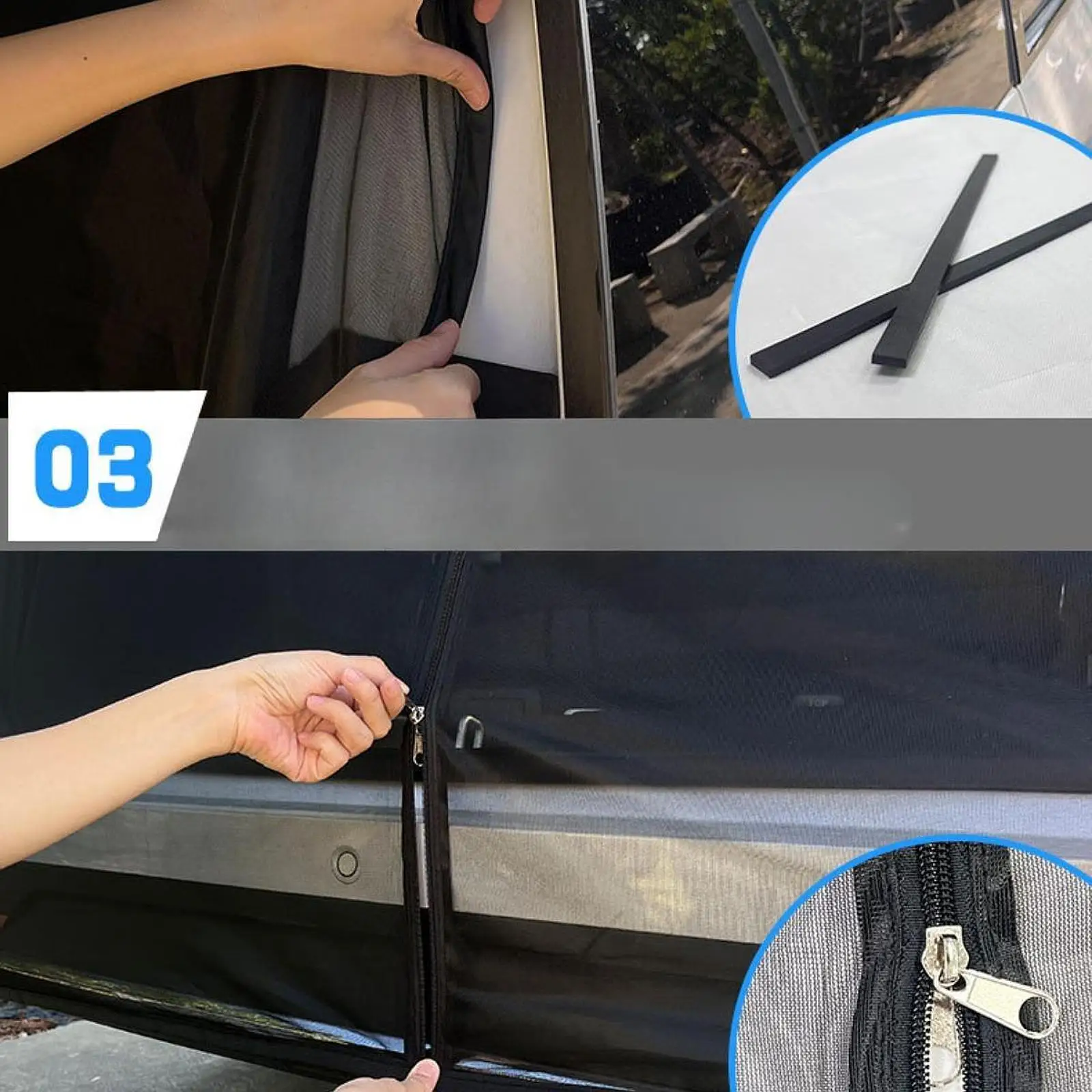 Malla de malla transpirable con cremallera para portón trasero de coche, para maletero de SUV, camping, pícnic, pesca