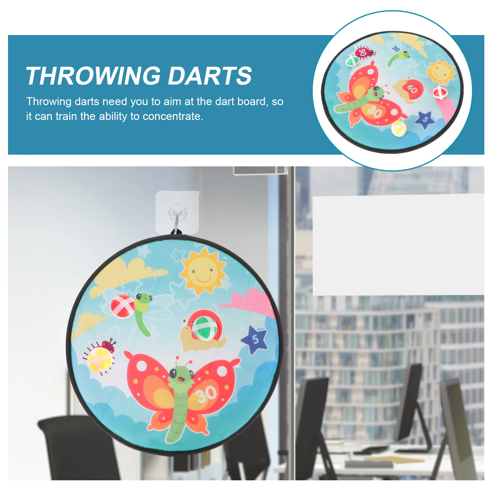 

Dart Board Balls Sticky Ball Target Toy for Kids Adults Lightweight Portable Home Office Dart Board Toy Sports Play