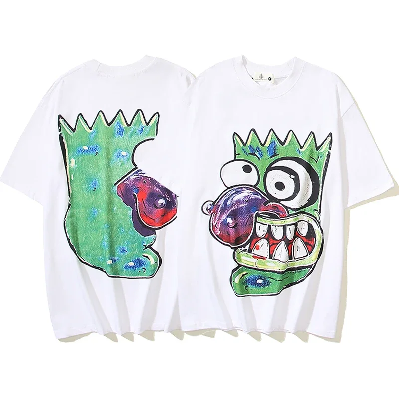 

American Street Fashion Brand Ins The Same Vintage Print Summer Men and Women Hip Hop Trend Casual Cotton Short-sleeved T-shirt