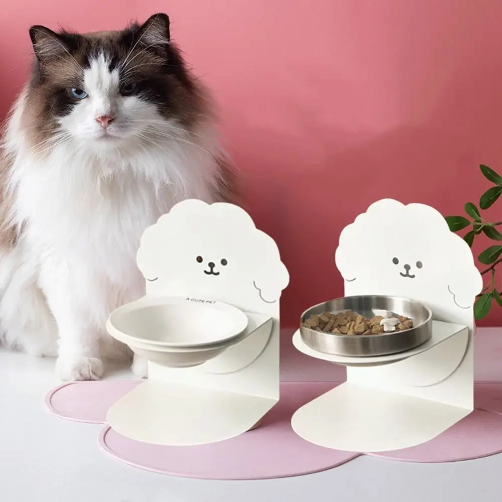 

Detachable Adjustable Food Feeder Protects Cervical Anti-slip Ceramic Cat Bowl Anti-Tip with Magnetic Stand Pet Feeding Dish