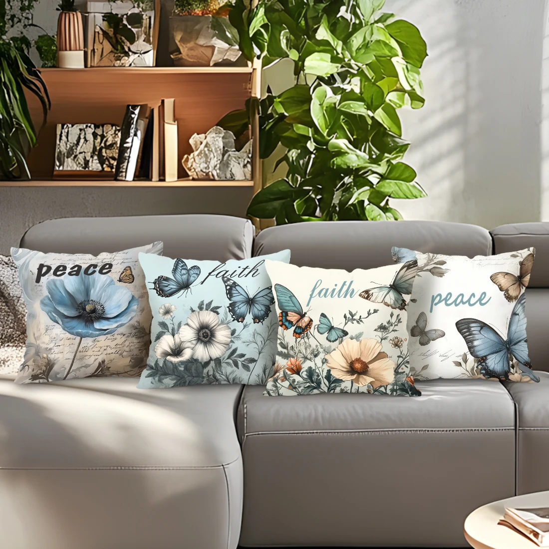 Butterfly Flowers Cushion Pillowcase Printed Polyester 45x45cm Throw Pillowcover Decorative Sofa Cushion Pillowslip Home Decor