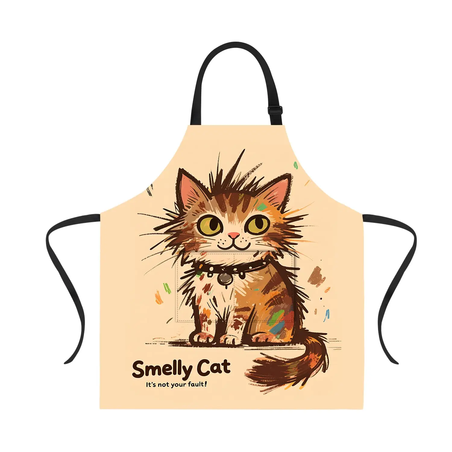 

Smiling Cat Apron for Women Men with Pockets, Adjustable Kitchen Chef Aprons for Cooking Cute Apron
