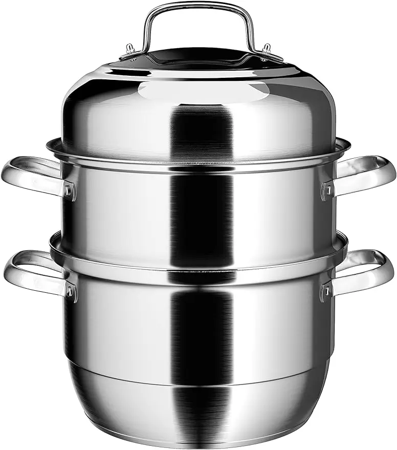 

Large Steamer for Cooking 3 Tier Steamer Pot 13 2/5 Inch Stainless Steel Steamer Steam Pots for Cooking