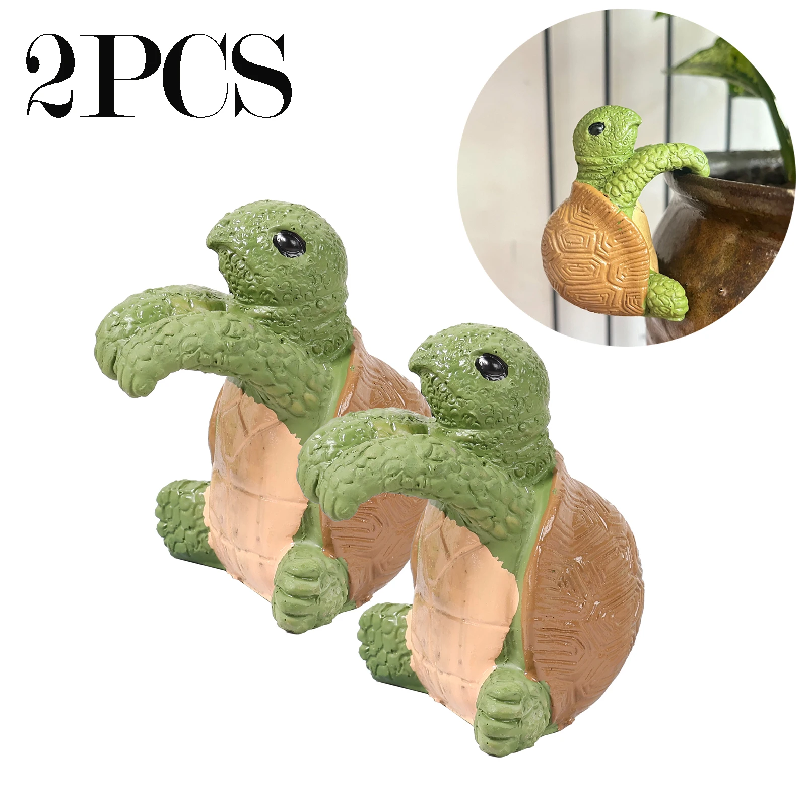 Resin Turtle Statue Pot Decoration Realistic Tortoise Figure Pot Hanger Interesting Statues Decorations for Vase Fish Tank