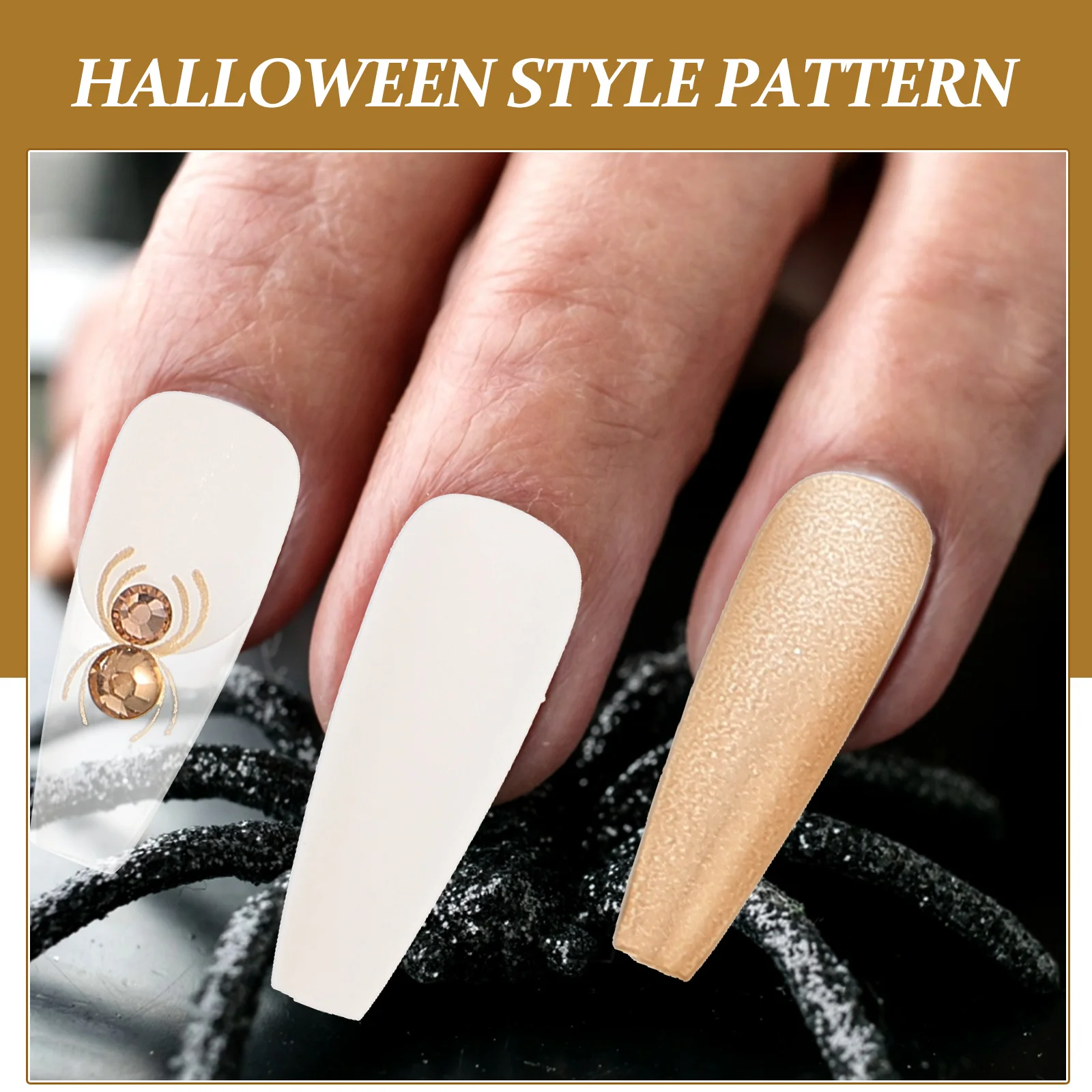 

24 Pcs Fake Nails Halloween Decorative Kit Press on Artificial False Black