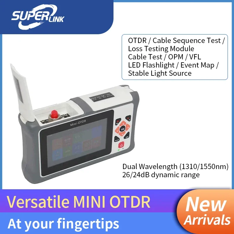 

HJ1100 Mini OTDR Fiber Optic Tester – One-Click Auto Test, All-in-One with OPM, VFL, Light Source & Event Map for Fiber Network
