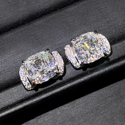 Huitan Exquisite Women's CZ Stud Earrings Crystal Silver Color Luxury Trendy New Earrings Wedding Party Temperament Lady Jewelry
