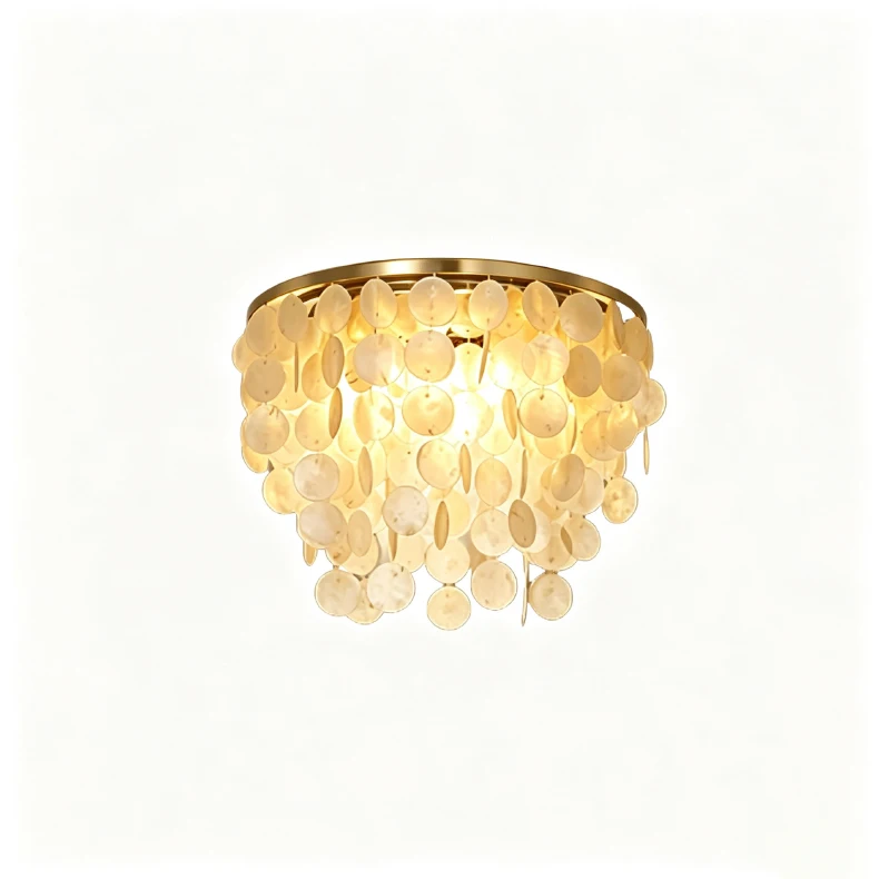 Romantic Shell LED Ceiling Light E27 Bulb Gold Metal Base