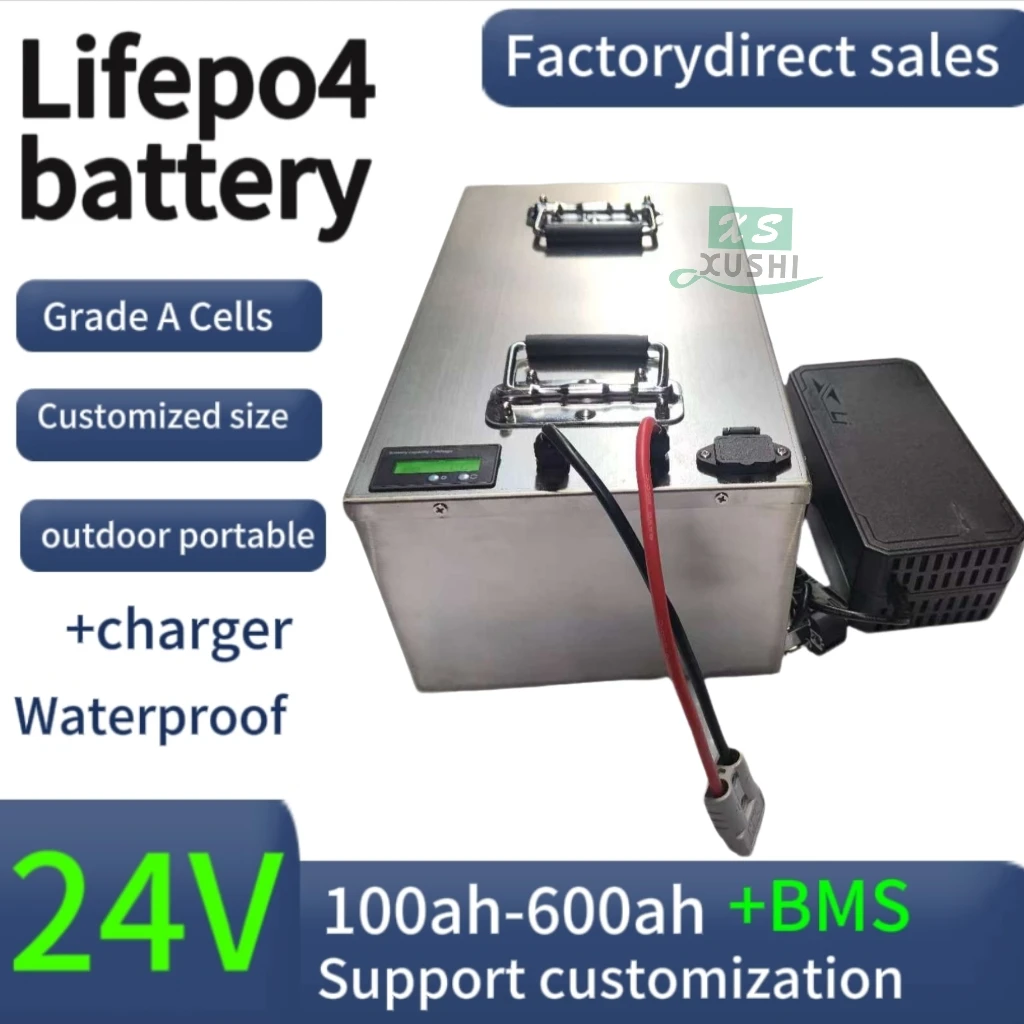 

XS Lifepo4 24V 100Ah 150Ah 200Ah 300Ah 400Ah 500Ah 600Ah Rechargeable Battery for 2000W Solar System UPS Trolling Motor RV Boat