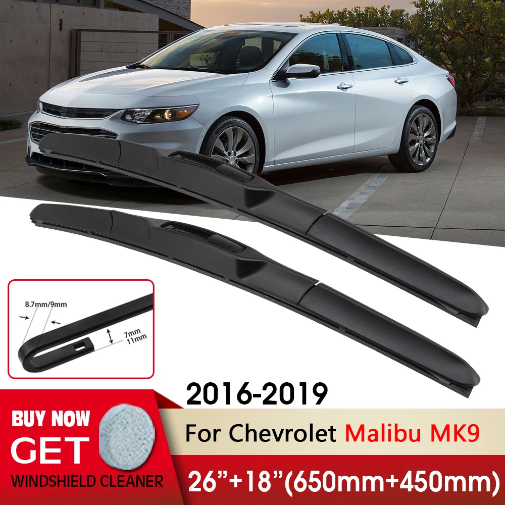 

Car Wiper Front Wiper Blades 26"+18" For Chevrolet Malibu MK9 2016-2019 Fit U Hook Arm Windshield Windscreen Front Window