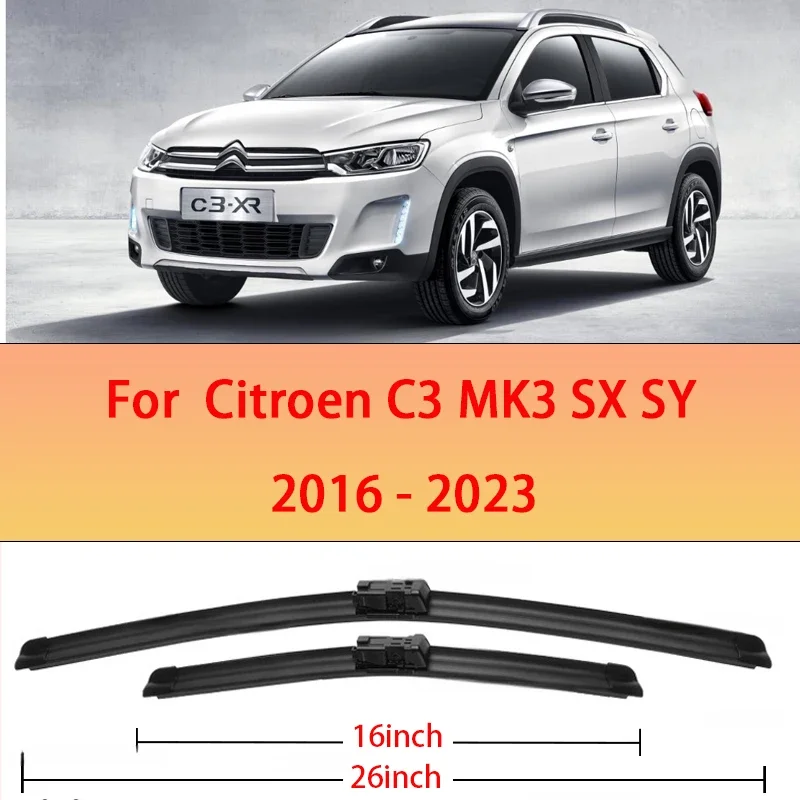 

Front Wiper Blades For Citroen C3 MK3 SX SY 2016 - 2023 Windshield Windscreen Car Accessories 2017 2018 2019 2020 2021 2022