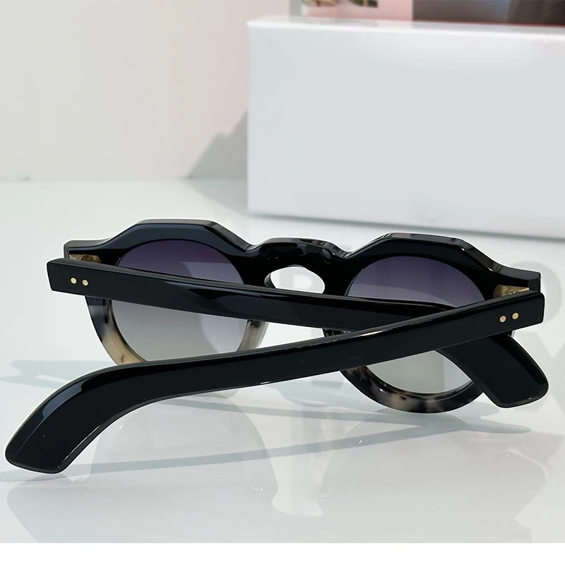 2026 جديد النمط الياباني خمر نظارات شمسية بمادة الخلات للرجال النساء عالية الجودة مصمم القيادة السفر نظارات دائرية UV400