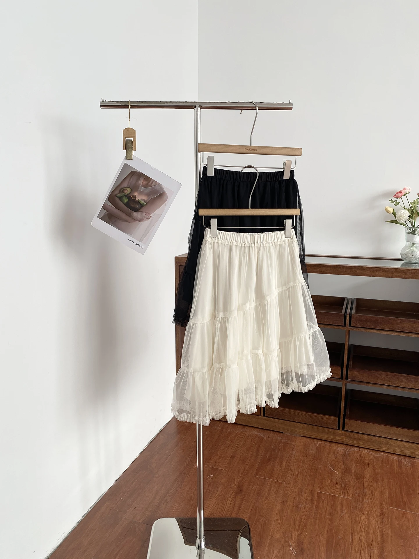 

Summer 2026 New Korean Style Sweet Soft Wind Mesh Midi Skirt Women High Waist Slim Elastic Waist A-Line Skirt Youthful