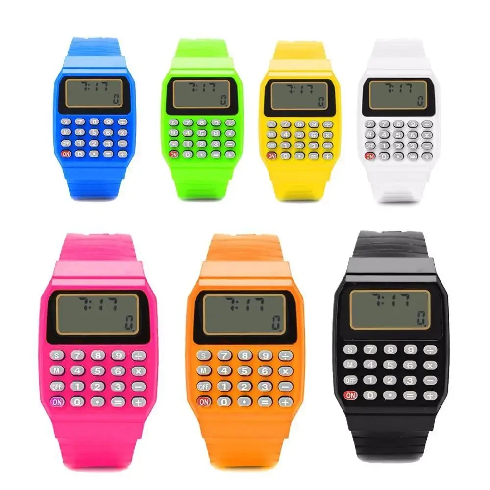 Calculadora electrónica de silicona para niños, reloj de pulsera con teclado multiusos, calculadora de muñeca, herramienta de examen