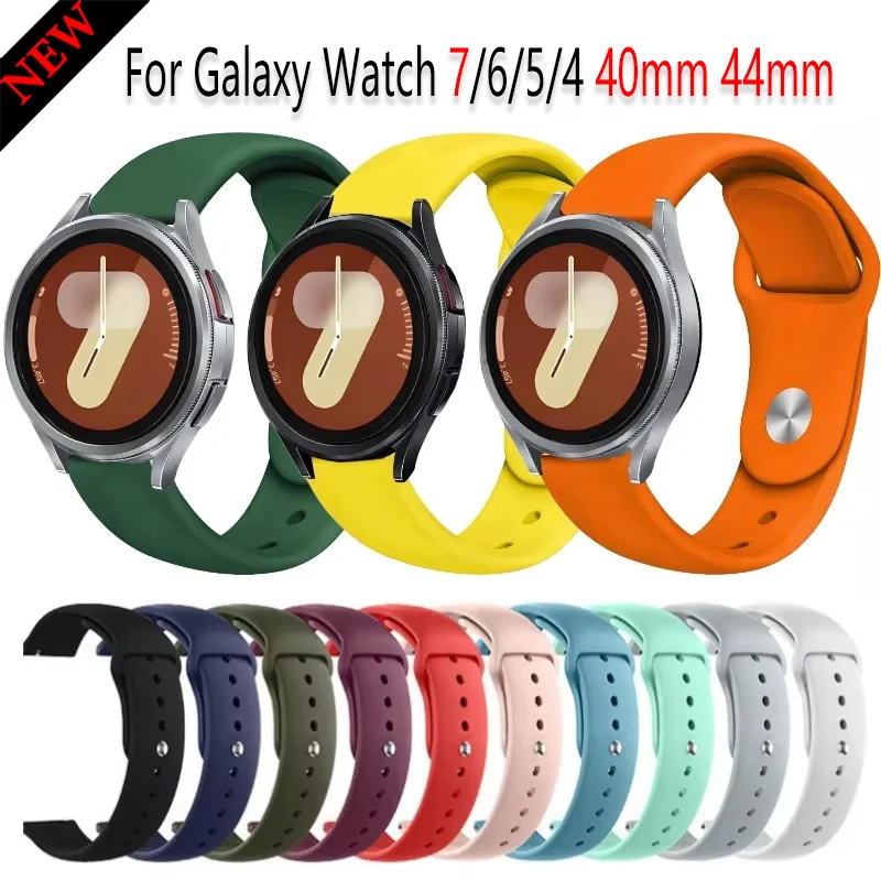 Силиконовый ремешок 20 мм для Samsung Galaxy Watch 7/6/5/4 40 мм 44 мм Pro 45 мм, браслет-браслет Watch 6 4 Classic 47/43 мм, аксессуары