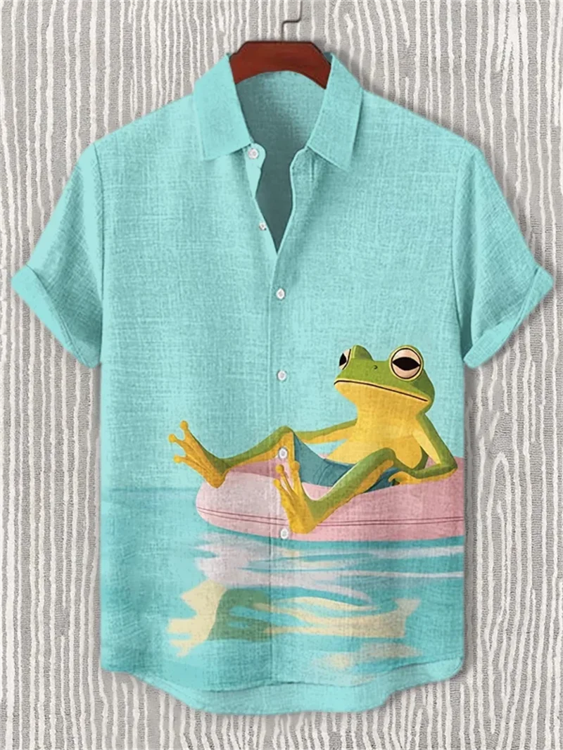 

Новая мужская рубашка с короткими рукавами и животными, повседневная модная гавайская рубашка с 3D принтом животных, мужской топ