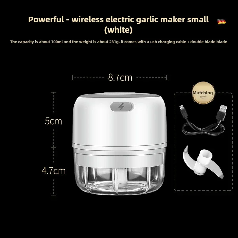 Electric Mini Garlic Chopper 100/250ML USB Vegetable Onion Chopper baby food processor Portable Small Food Processor view 6