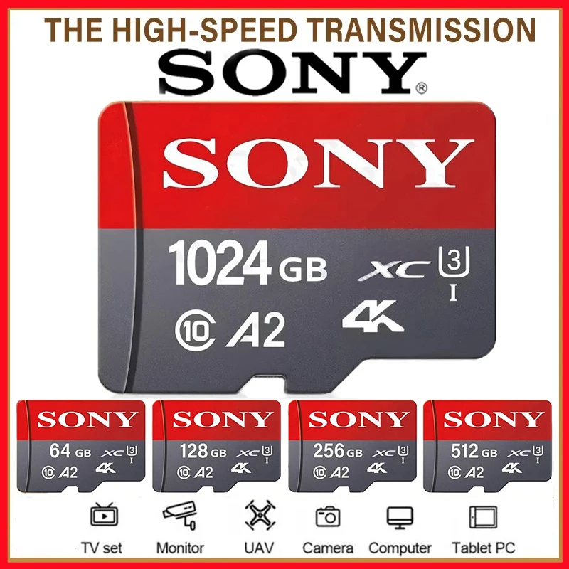 

Sony TF MicroSD Memory Card 64GB 128GB 256GB 512GB C10 SD/TF Cartão De Memória U1 for Phones Nintendo Switch Games Camera 4K TV