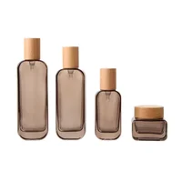 3 Botella con bomba de vidrio tipo empuje de 0ml, 50ml, 100ml, contenedor cosmético recargable para esencia/loción/crema facial, embalaje cosmético 