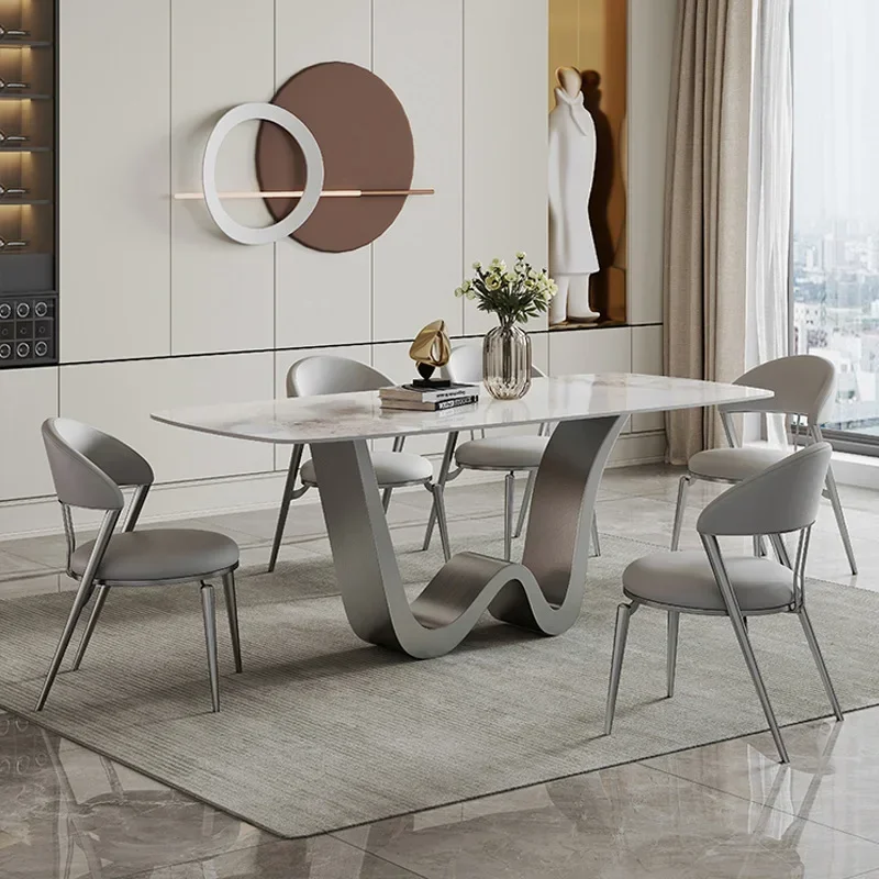 Dining table light luxury rock slab dining table simple modern small apartment household rectangular high-end designer