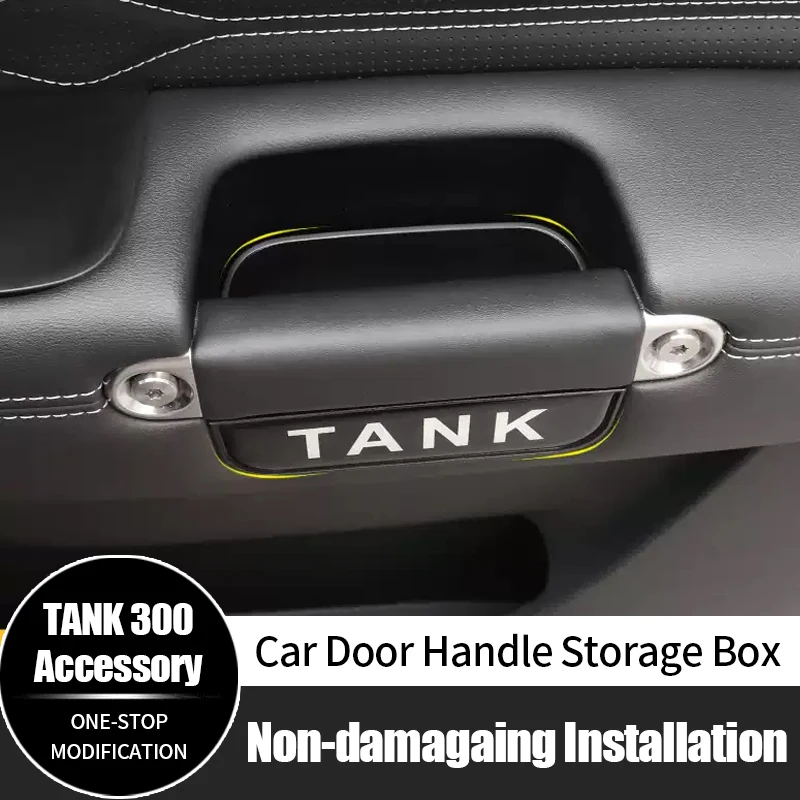 

4Pcs For GWM Tank 300 21-25 Car Door Handle Storage Box Front Rear Door Pull Interior Accessories