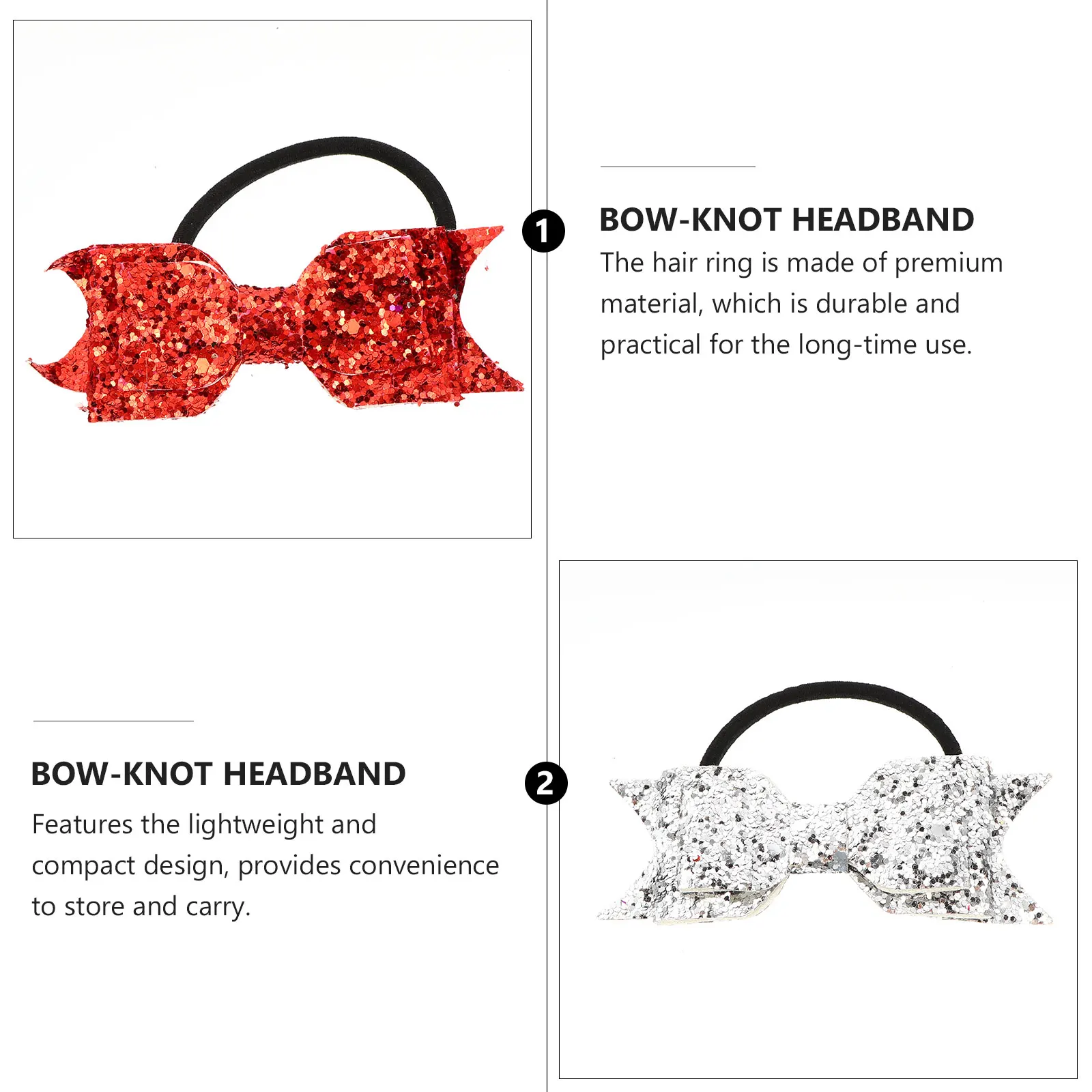 

6 Pcs Sequins Bow Tie Woman Hair Ribbons Holder Fabric (Polyester) Bows Bowknot