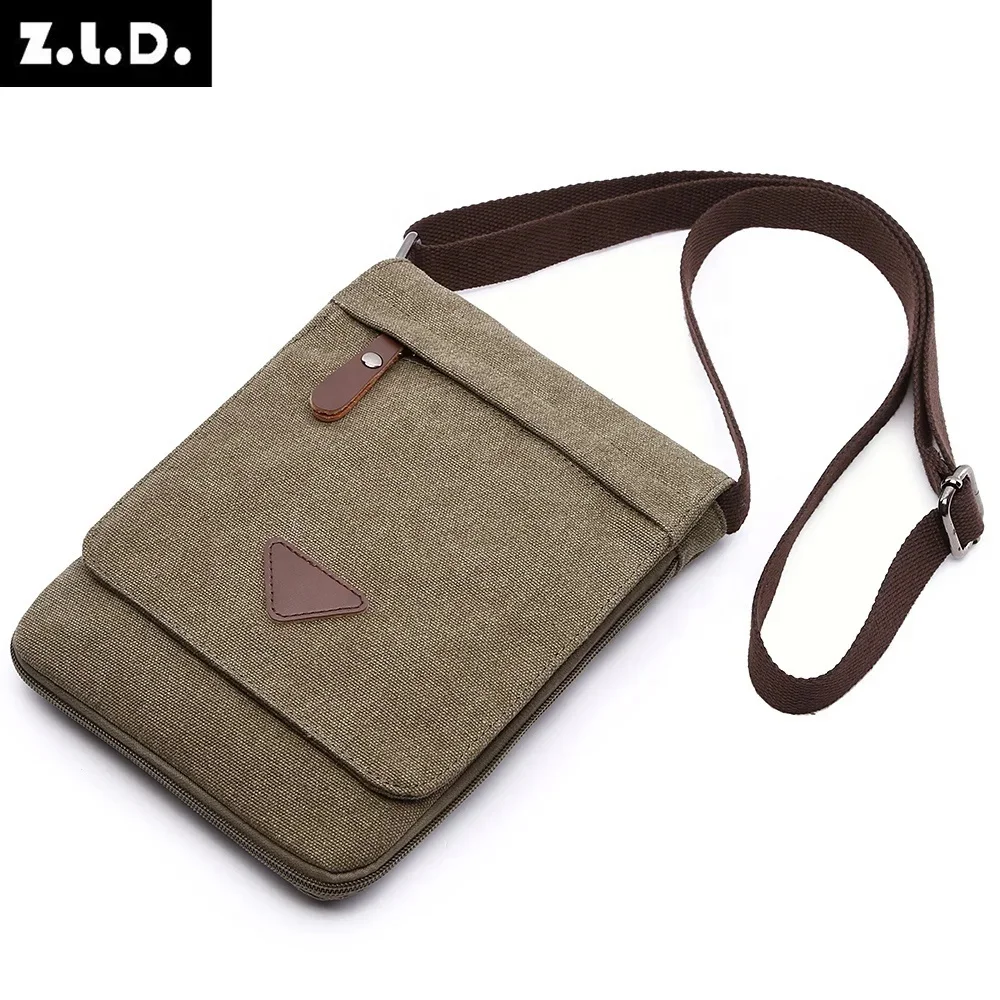 Mini Canvas Schouder Voor Mannen Effen Kleuren Messenger Strong Stof Vintage Stijl Crossbody Tassen 2024 Nieuw Ontwerp