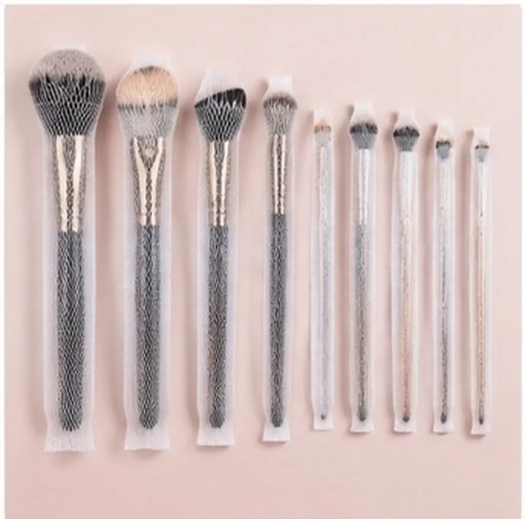 100pcs Makeup Brush Protectors 7x1cm Plastic Mesh Sleeves – Breathable, Travel-Friendly & Easy-Clean for Handbag